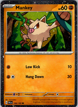 Pokemon TCG Mankey 106/193 Cosmos Holo Exclusive Promo Paldea Evolved NM - Image 1