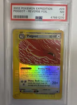 PSA 7 EX-MT Pidgeot REVERSE HOLO FOIL Pokemon Expedition 23 2002 - Image 1