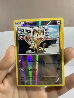 Pokemon Meowth 80/99 Black & White Mirror Reverse Holo - Image 2