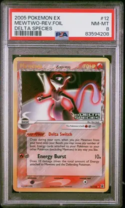 Pokemon Mewtwo EX Delta Species Reverse Holo Rare #12 PSA 8 NM-MT 12/113 low pop - Image 1
