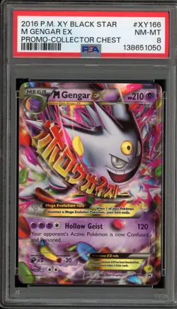 Pokemon M Gengar EX Collector Chest Black Star Holo Promo XY166 PSA 8 - Image 1