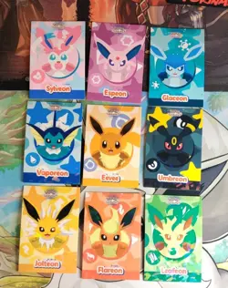 Pokemon Lest Go Eevee Database Set Of 9 Cracked Ice Holo Peru Cards - Image 1