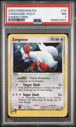 Pokemon EX Sandstorm Zangoose 14/100 Holo Rare PSA 7 - Near Mint - Image 1