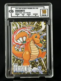 Dragonite CG 10 Pristine Attacks 2 Database Pokemon 2024 Spanish Gold Star - Image 1