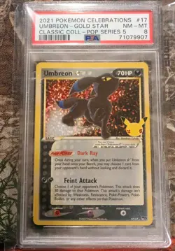 2021 Pokemon Celebrations Umbreon Gold Star #17 PSA 8 Near Mint Holo Rare 25th - Image 1