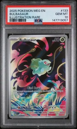 2025 POKEMON MEG EN-MEGA EVOLUTION 133 BULBASAUR ILLUSTRATION RARE - PSA 10 - Image 1