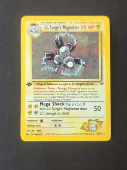 Pokemon TCG Lt. Surge's Magneton 1st Edition Gym Heroes Holo - Image 1