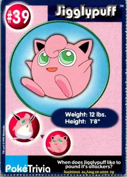 Pokemon Burger King PokeTrivia Perforated Jigglypuff #39 - Image 1