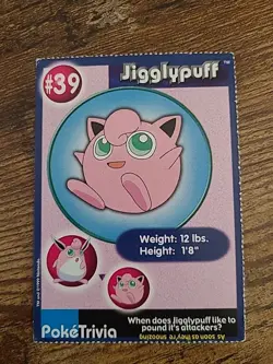 Pokemon Burger King PokeTrivia Perforated Jigglypuff #39 - Image 3