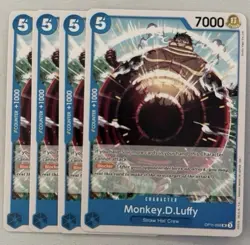 One Piece OP11-058 Monkey D. Luffy Playset x4 Blue Blocker NM - Image 1