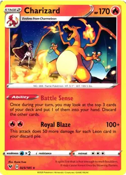 Pokemon TCG Charizard 025/185 Non Holo Rare Sword & Shield Vivid Voltage NM - Image 1