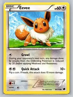Eevee 89/116 Plasma Freeze Basic Colorless Evolution Versatile TCG Collectible - Image 1