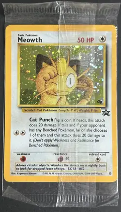 Pokemon TCG Meowth Black Star 10 Wotc Promo Holo SEALED - Image 1