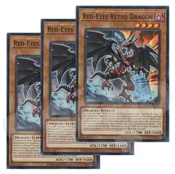 Yugioh - Red-Eyes Retro Dragon x 3 - NM - Plus Free Holographic Card - Image 1
