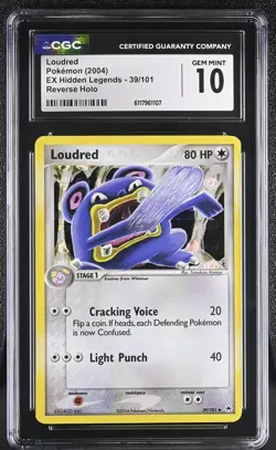 CGC 10 GEM MINT Loudred 2004 EX Hidden Legends 39/101 Reverse Holo Pokemon Card - Image 1