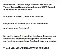 Pokemon TCG Steam Siege Gears of Fire 60-Card Theme Deck w Holographic Volcanion - Image 2