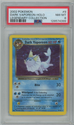 Pokemon Dark Vaporeon 9/110 Legendary Collection Holo PSA 8 - Image 1