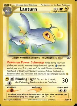 Lanturn 32/64 Uncommon WOTC Neo Revelation Pokemon - Image 1