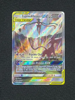 Pokemon 2020 TCG Espeon & Deoxys GX SM240 TAG TEAM Promo Holo SM - Image 1
