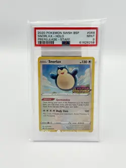 2020 POKEMON SWSH BLACK STAR PROMO PRERELEASE-STAFF #068 SNORLAX-HOLO PSA 9 - Image 1