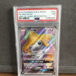 2019 Pokemon Sun & Moon Unified Minds Jirachi GX 79a Full Art PSA7 - Image 1