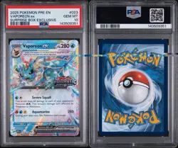 2025 POKEMON PRE EN SURPRISE BOX EXCLUSIVE VAPOREON EX 023 PSA 10 - Image 1