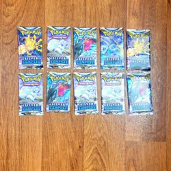 Lot Of 10 Pokemon TCG Sword & Shield - Silver Tempest Booster Pack Sleeved - Image 1