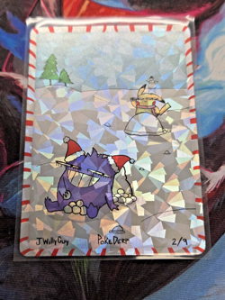 Gengar & Pikachu 2/9 - Cracked Ice Holo - Pokederp Christmas Fan Art - Pokemon - Image 1