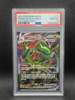 Rayquaza VMAX #111/203 PSA 10 GEM Evolving Skies SWSH Pokemon TCG Full Art Holo - Image 1