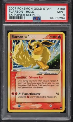 SWIRL PSA 9 Flareon Gold Star Holo 2007 Pokemon EX Power Keepers #100 - Image 1