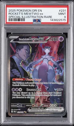 2025 POKEMON DRI EN-DESTINED RIVALS #231 TEAM ROCKET'S MEWTWO EX PSA 9 - Image 1