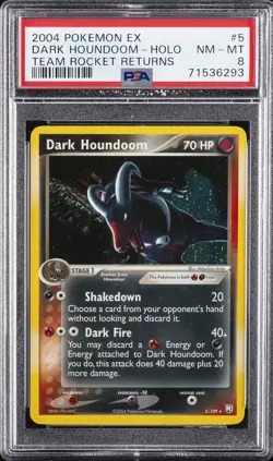 2004 POKEMON EX TEAM ROCKET RETURNS #5 DARK HOUNDOOM-HOLO PSA 8 - Image 1
