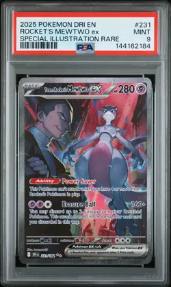 2025 POKEMON DRI EN-DESTINED RIVALS #231 TEAM ROCKET'S MEWTWO EX PSA 9 - Image 1