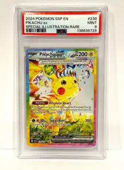 Pokemon Pikachu ex #238 Special Illustration Rare (Sv08: Surging Sparks) - PSA 9 - Image 1