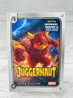 Pikachu as Juggernaut #2 Lazer Holo Marvel Heroes & Villains Non-Pokemon Fan Art - Image 1