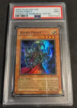 Yugioh Asura Priest LOD-071 1st Edition Super Rare PSA 9 Mint! - Image 1