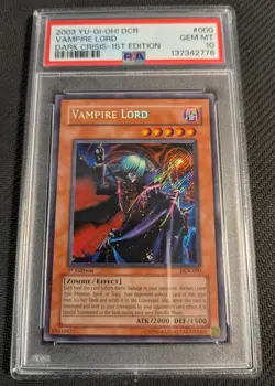 Yugioh Vampire Lord DCR-000 1st Edition Super Rare PSA 10 Gem Mint! - Image 1