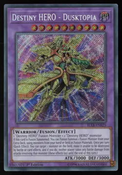 Yugioh Destiny HERO - Dusktopia BLLR-EN025 1st Edition Secret Rare NM - Image 1