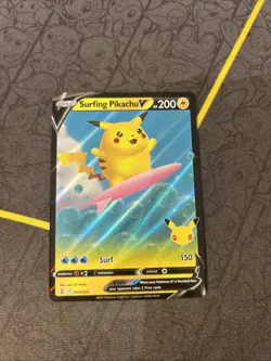 Surfing Pikachu V 008/025 Pokemon Card Celebrations 25th Anniversary NM - Image 1