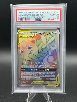 2019 Pokemon Cosmic Eclipse Secret Rare Mega Lopunny & Jigglypuff GX #261 PSA 10 - Image 1