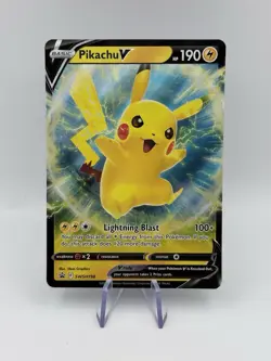 Pokemon TCG Pikachu v SWSH198 Holo Black Star Promo Card Near Mint Condition - Image 1