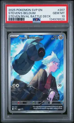 PSA 10 2025 Pokemon SVP Battle Deck Black Star Promo #207 Steven’s Beldum - Image 1