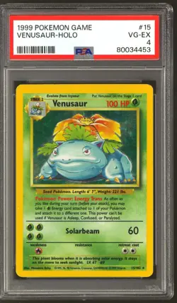Pokemon Base Set Unlimited Venusaur 15/102 PSA 4 - Image 1