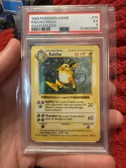 Pokemon Raichu Holo 14/102 from Base Set Shadowless in a PSA 5 !! - Image 1