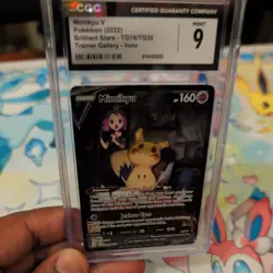 2022 Pokemon Brilliant Stars #TG16 Mimikyu V Trainer Gallery Holo CGC 9 Mint - Image 1