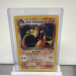 Pokemon Dark Charizard 4/82 Team Rocket Holo Rare 80 HP Autographed Wizards 2000 - Image 1