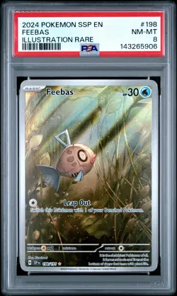 2024 Pokemon Ssp En-Surging Sparks #198 Feebas Illustration Rare PSA 8 - Image 1