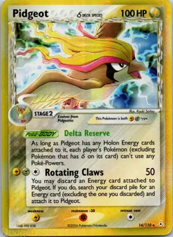Pidgeot 14/110 Holo Rare Holon Phantoms Pokemon MP - Image 1