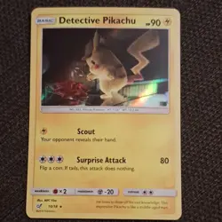 Pokemon TCG Detective Pikachu 10/18 Detective Pikachu Holo Rare Stamped Basic 9… - Image 1