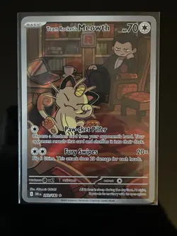 Pokemon Team Rocket's Meowth Sv10: Destined Rivals 203/182 Illustration Rare Ho… - Image 1